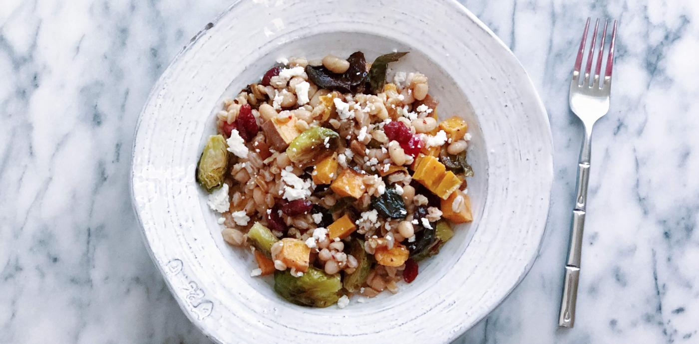 Farro salad with fall vegetables