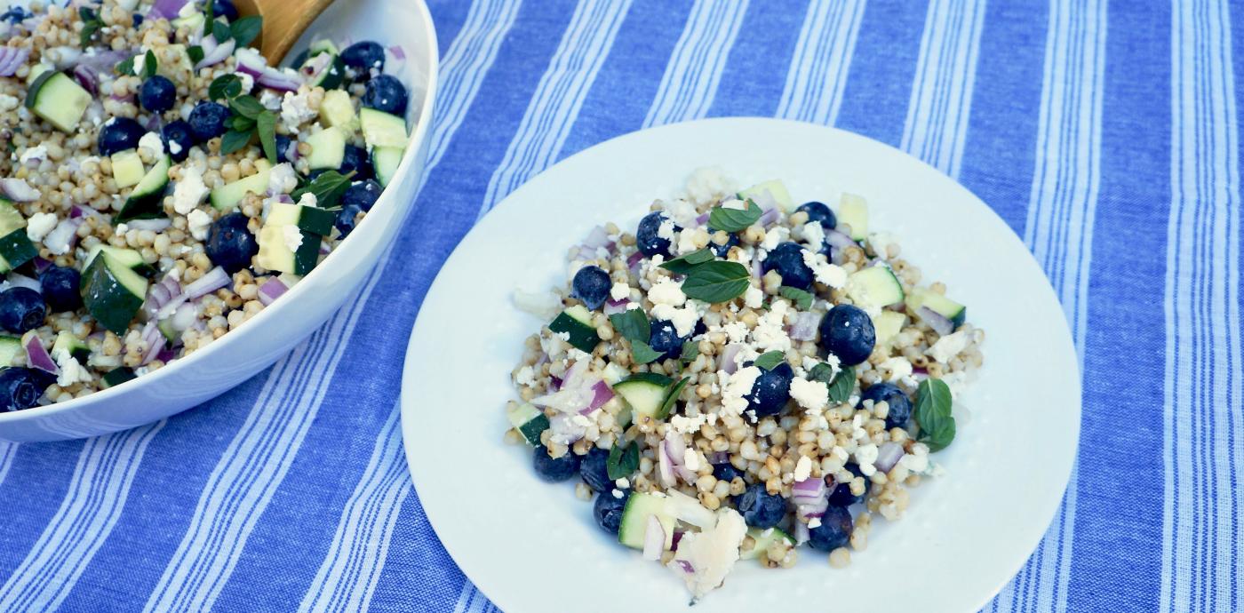 sorghum & blues salad with blueberries and blue cheese