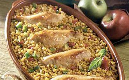 Chicken with apples and barley