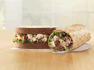 Arby's chicken sandwich, on WG bread and in a WG wrap