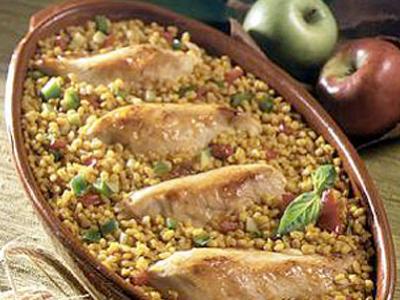 Chicken with apples and barley
