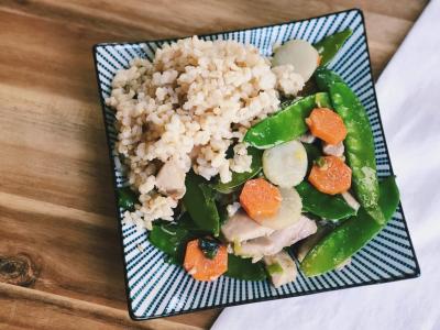 Ginger Scallion Stir Fry with Sprouted Brown Rice