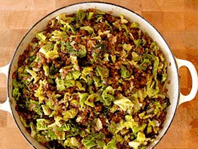 Rye Berries with Cabbage, Walnuts, Caraway