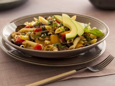 Pasta w-Oven Roasted Vegetables & Avocado_CAC