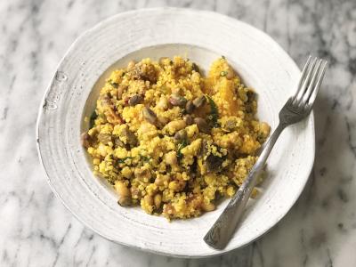 yellow hued quinoa salad