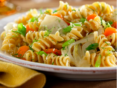 Rotini with Braised Fennel, Carrots, Spring Onions