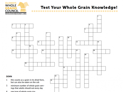 a crossword puzzle featuring whole grain terms