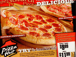 Pizza Hut's Natural Pizza bears the WG Stamp