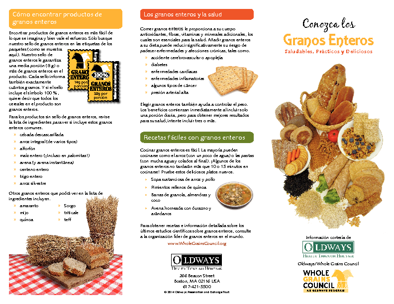 Conozca los Granos Enteros (WG 101) Sello Español The Whole Grains Council