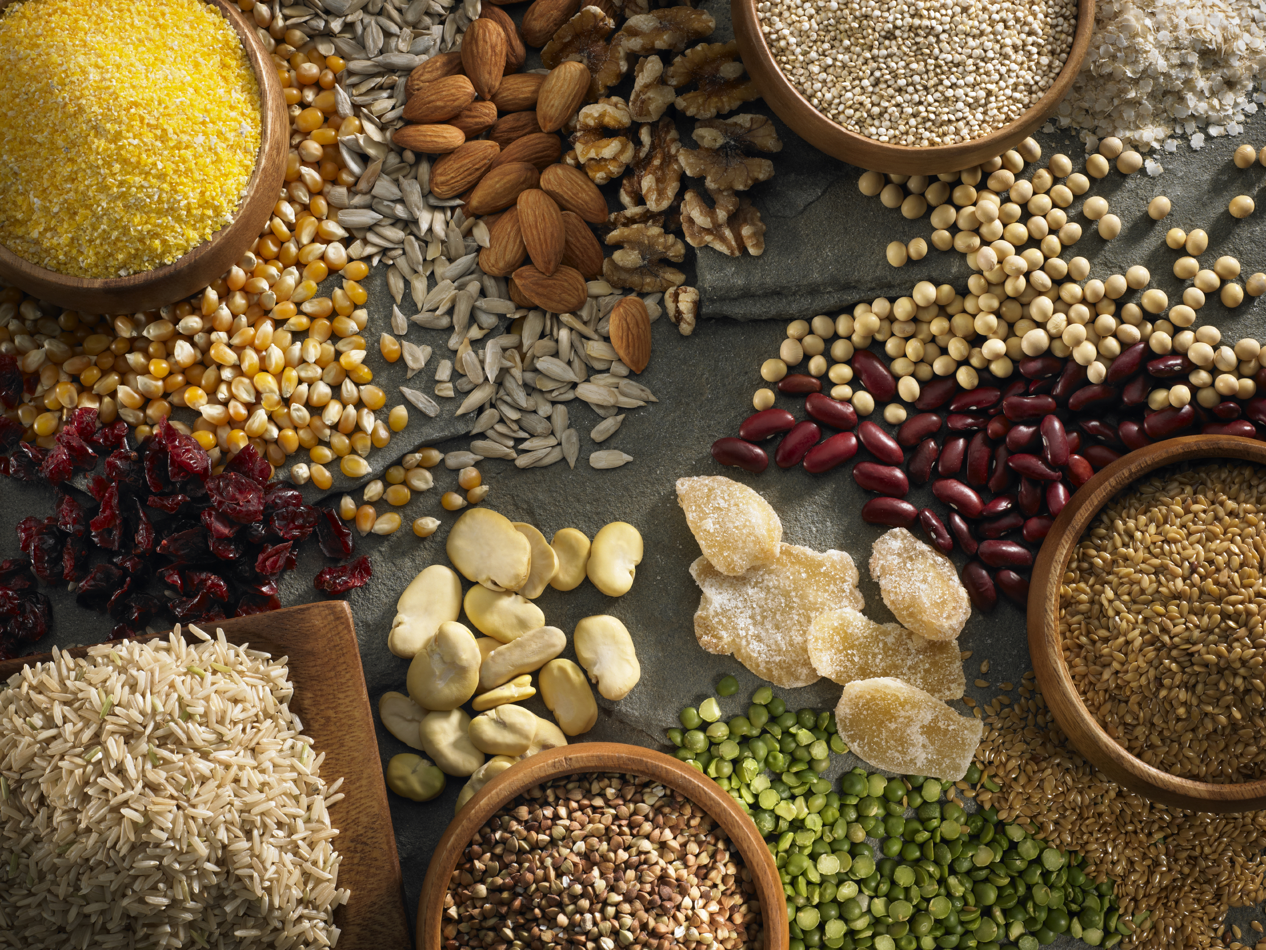 Assorted grains, beans, and seeds