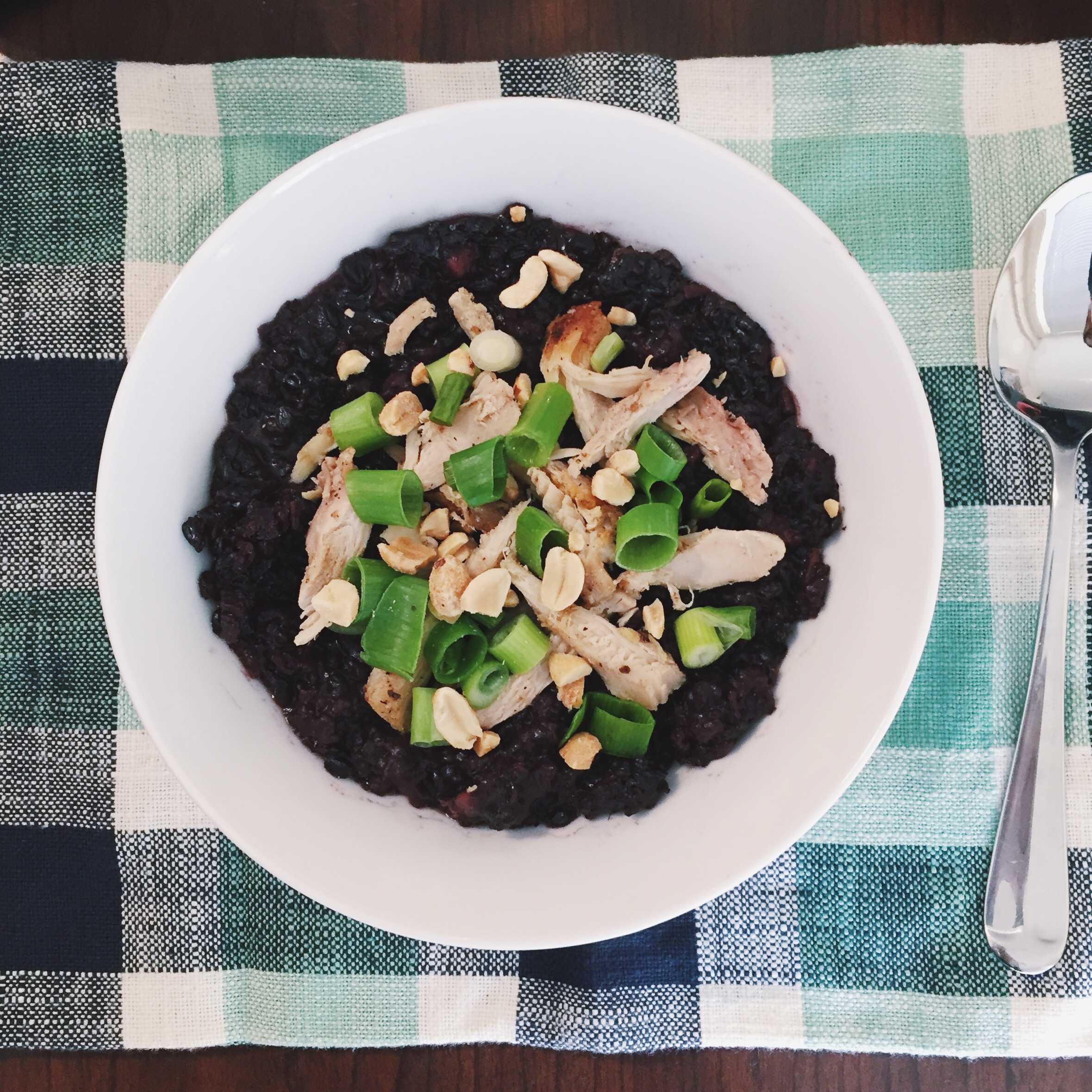 Chicken Congee made with Forbidden Black Rice