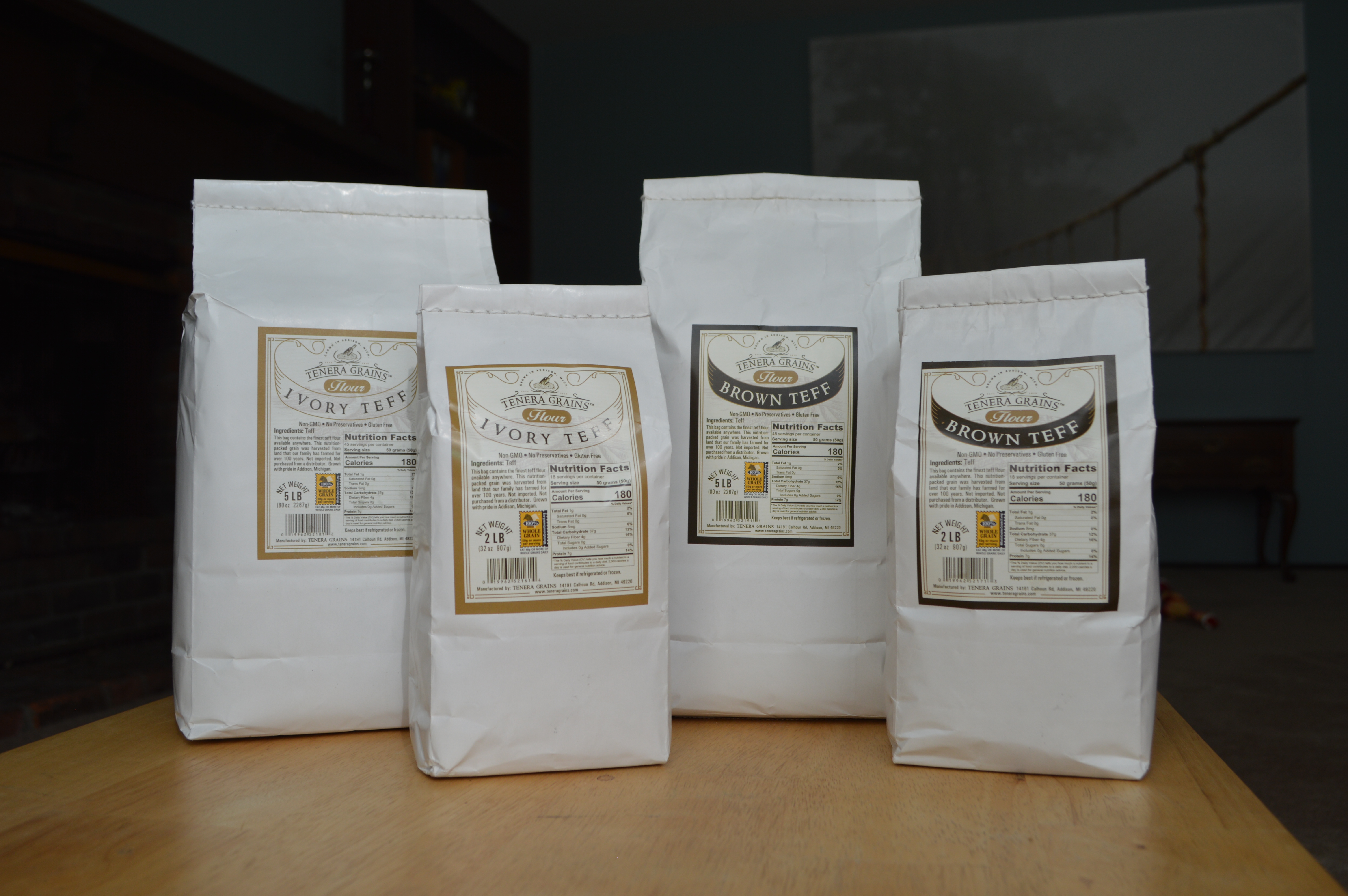 Bags of Tenera Grain teff flour