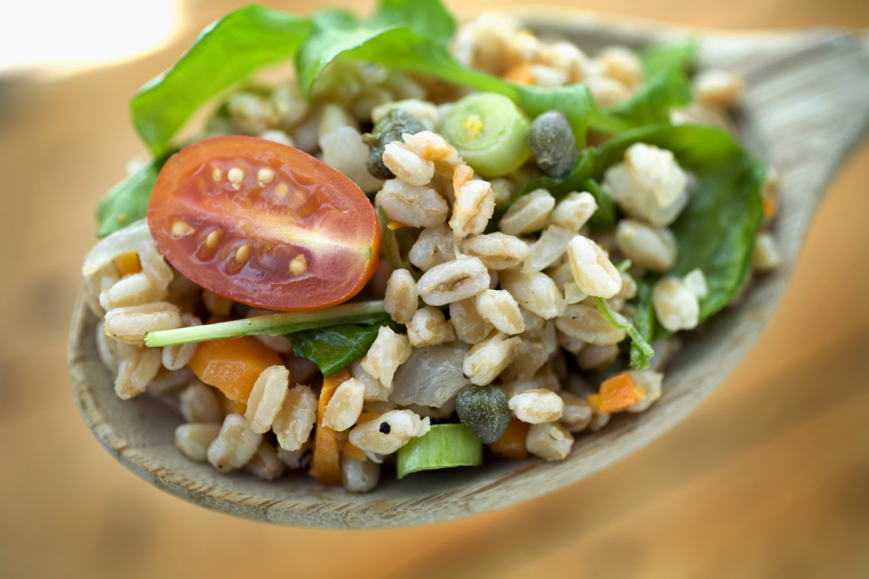 A spoonful of farro salad