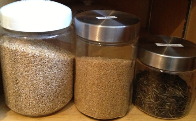 Grains in containers