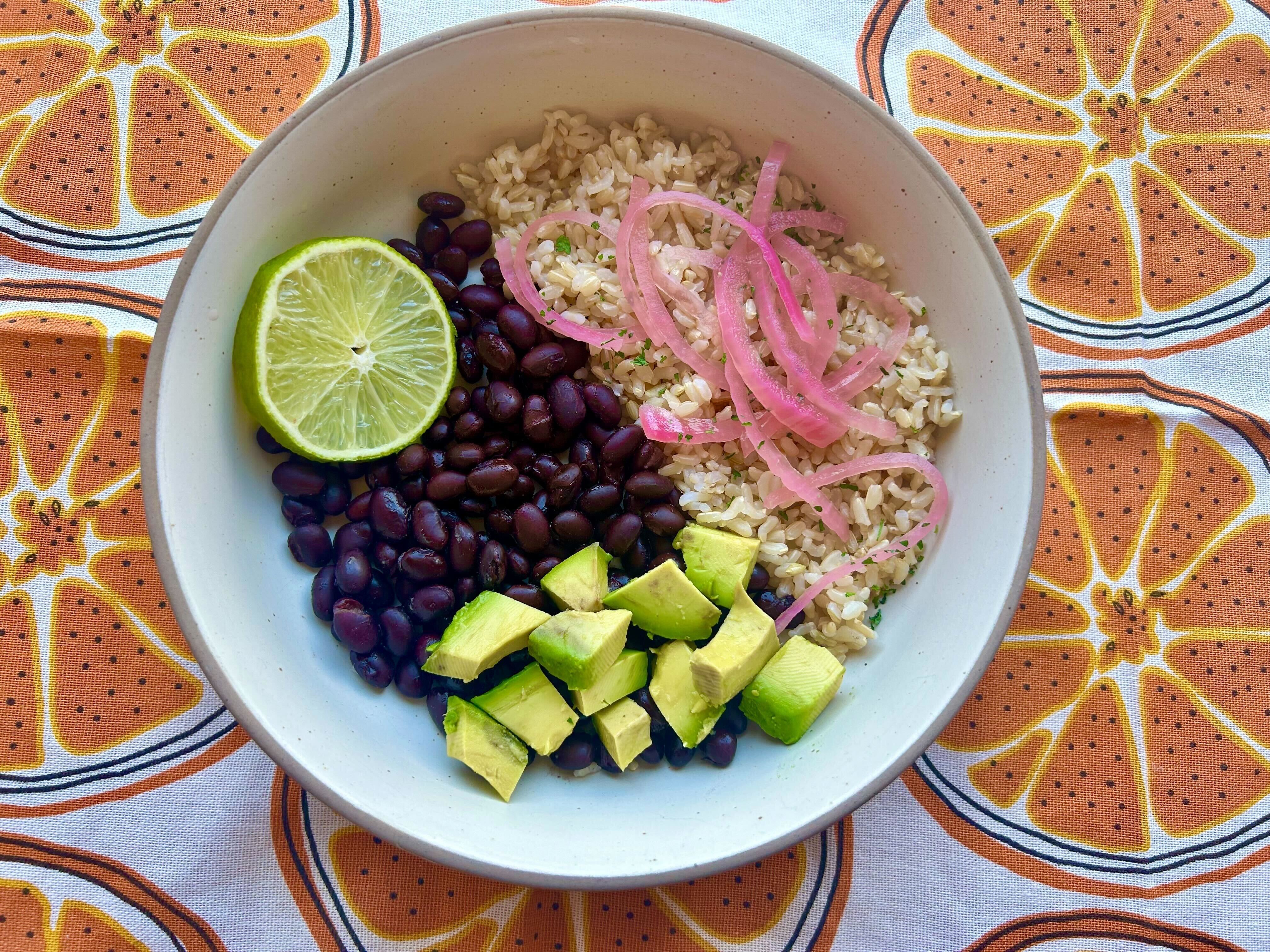 brown rice and black beans 