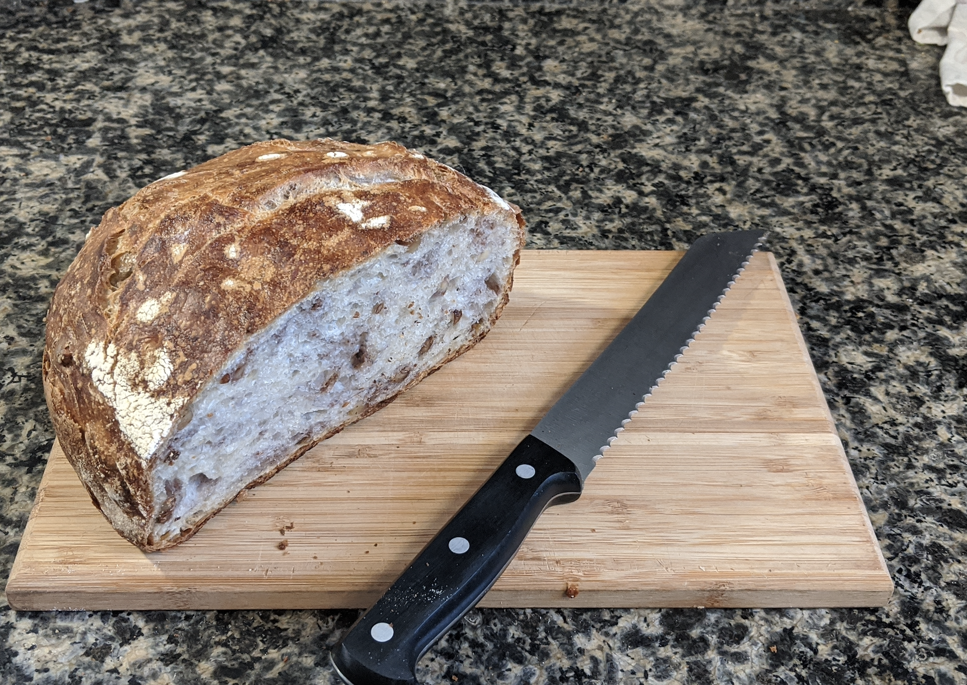 Walnut Sourdough bread made with einkorn flour
