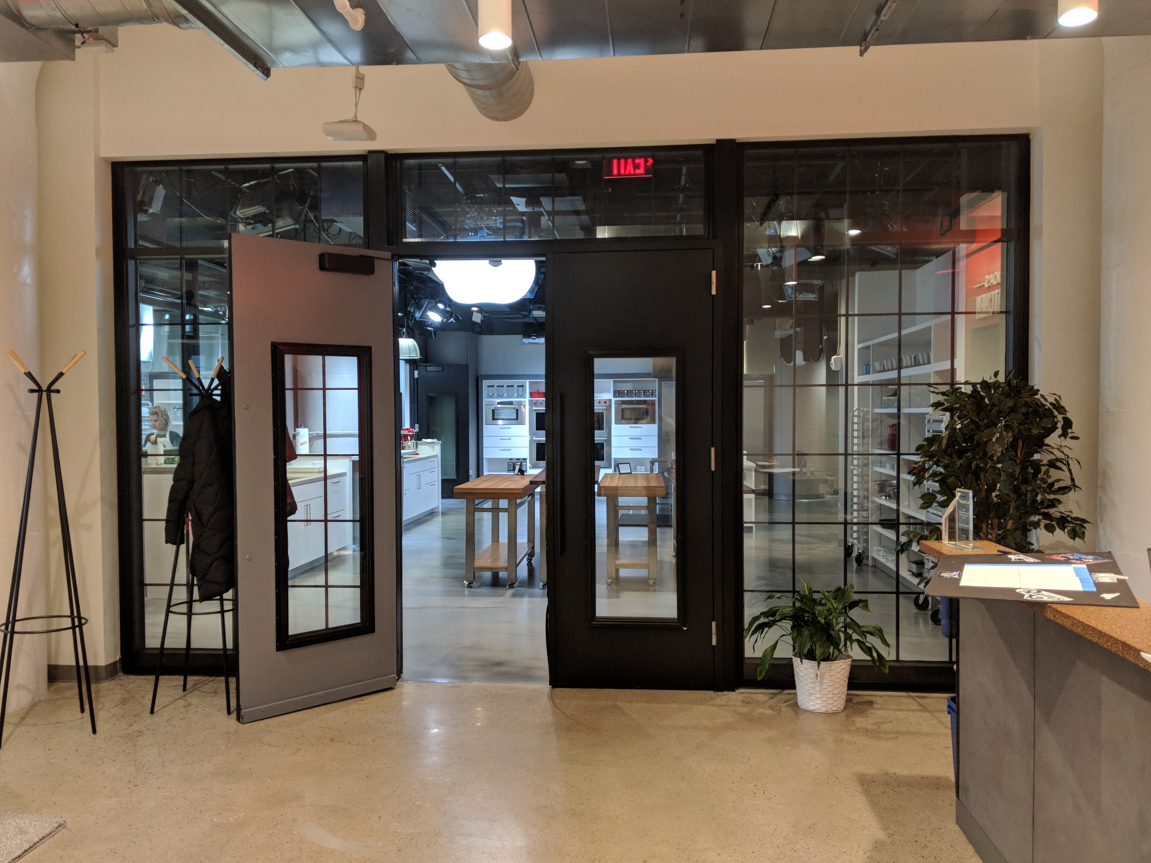 Open front doors to office