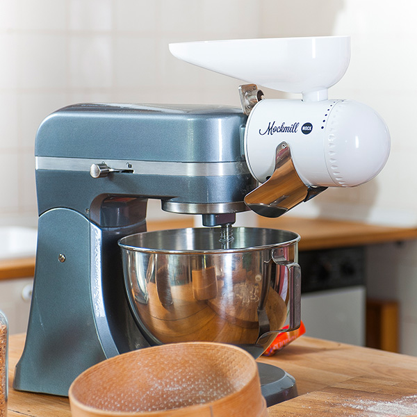 image of the mockmill attached to a stand mixer
